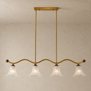 Elorayne Ruffled Glass Linear Chandelier product-forward warm neutral installed hero