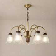 Cloveraine Fluted Petal Glass Chandelier product-forward warm neutral installed hero
