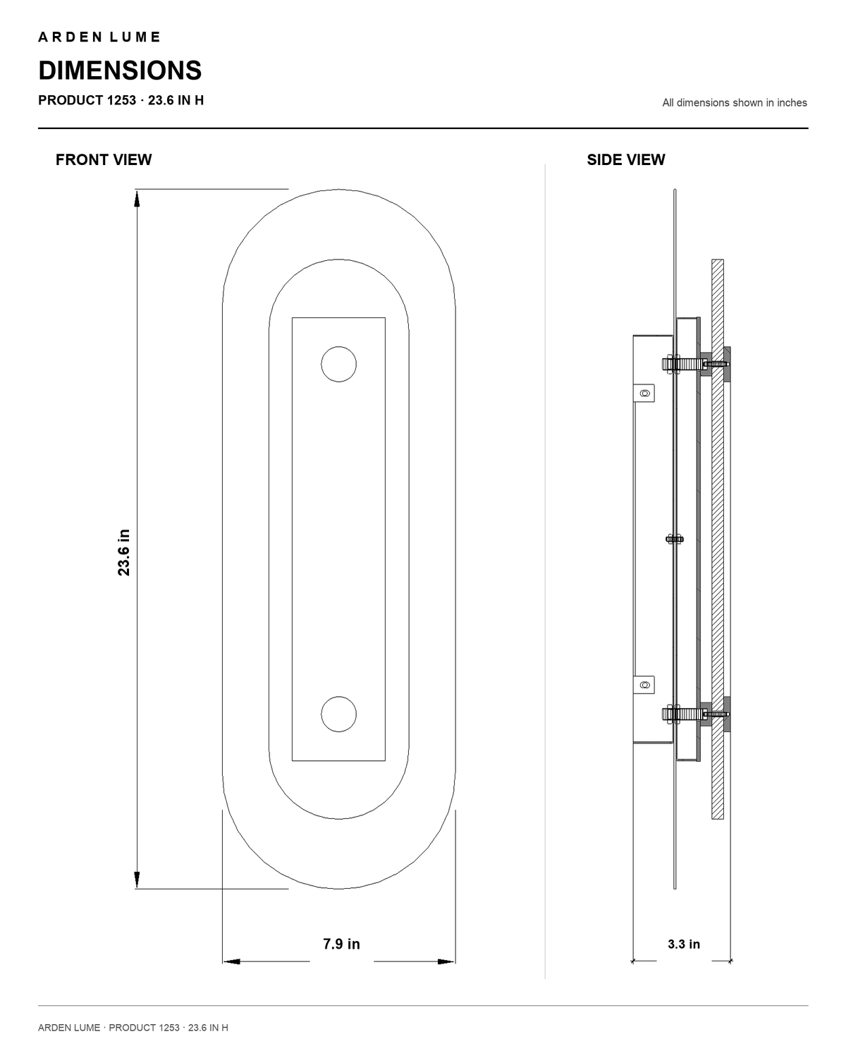 Modern Brass and Marble Oval LED Wall Sconce 23.6 in H dimensions