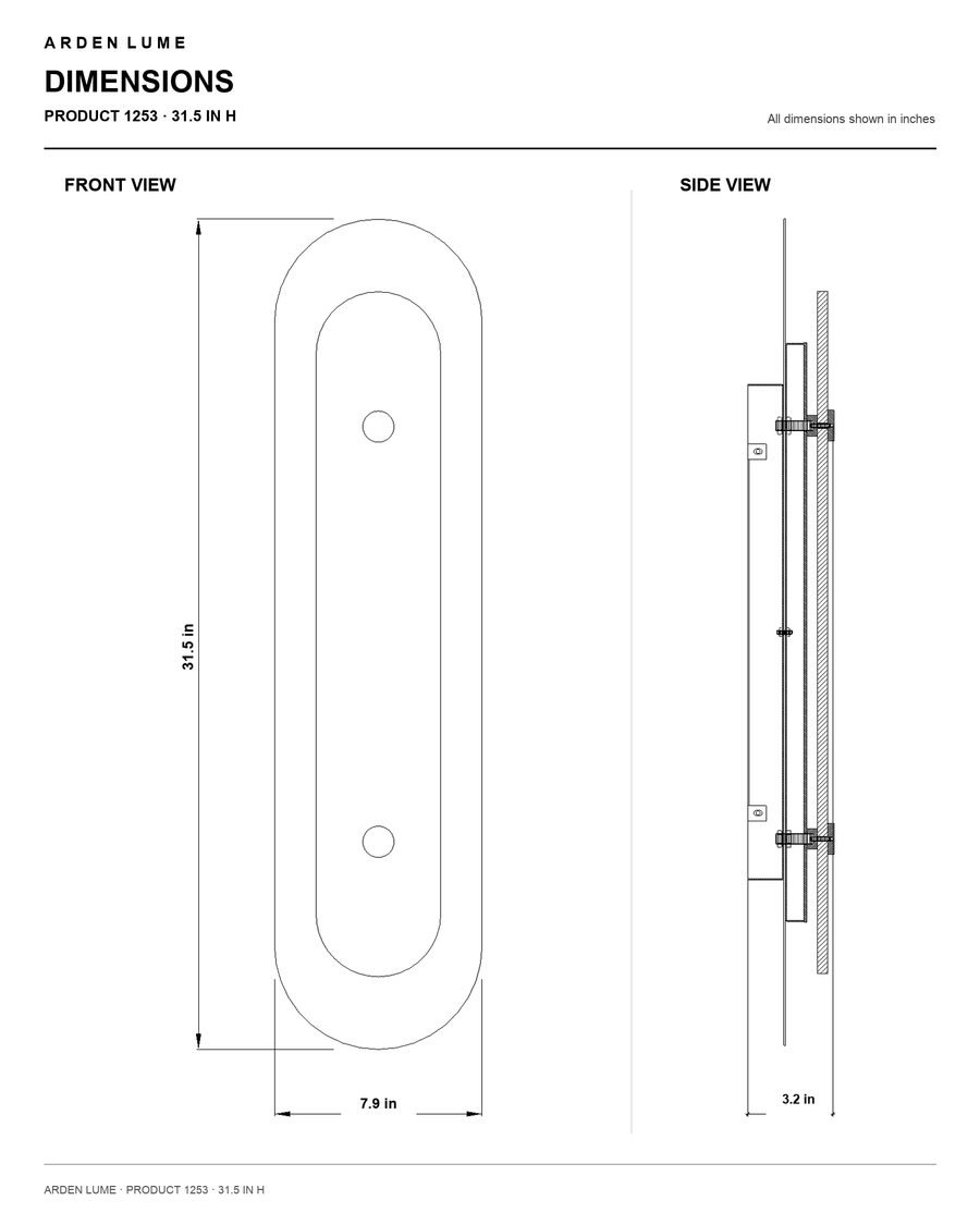 Modern Brass and Marble Oval LED Wall Sconce 31.5 in H dimensions