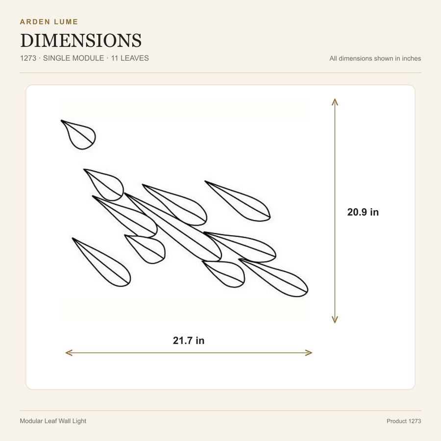 ARDEN LUME 1273 single-module 11-leaf dimensions, 21.7 inches wide by 20.9 inches high