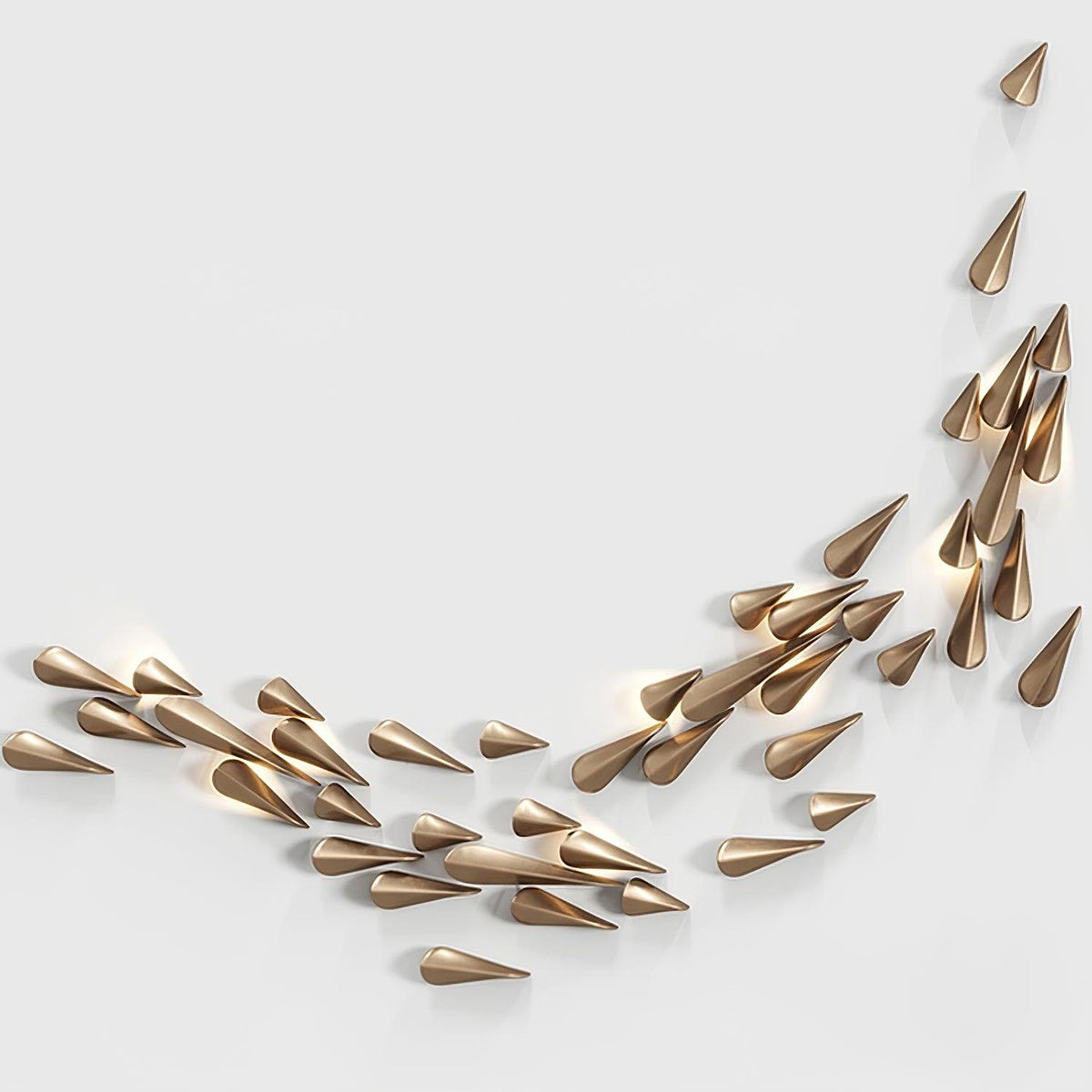 1273 large brass leaf wall light composition on a white wall