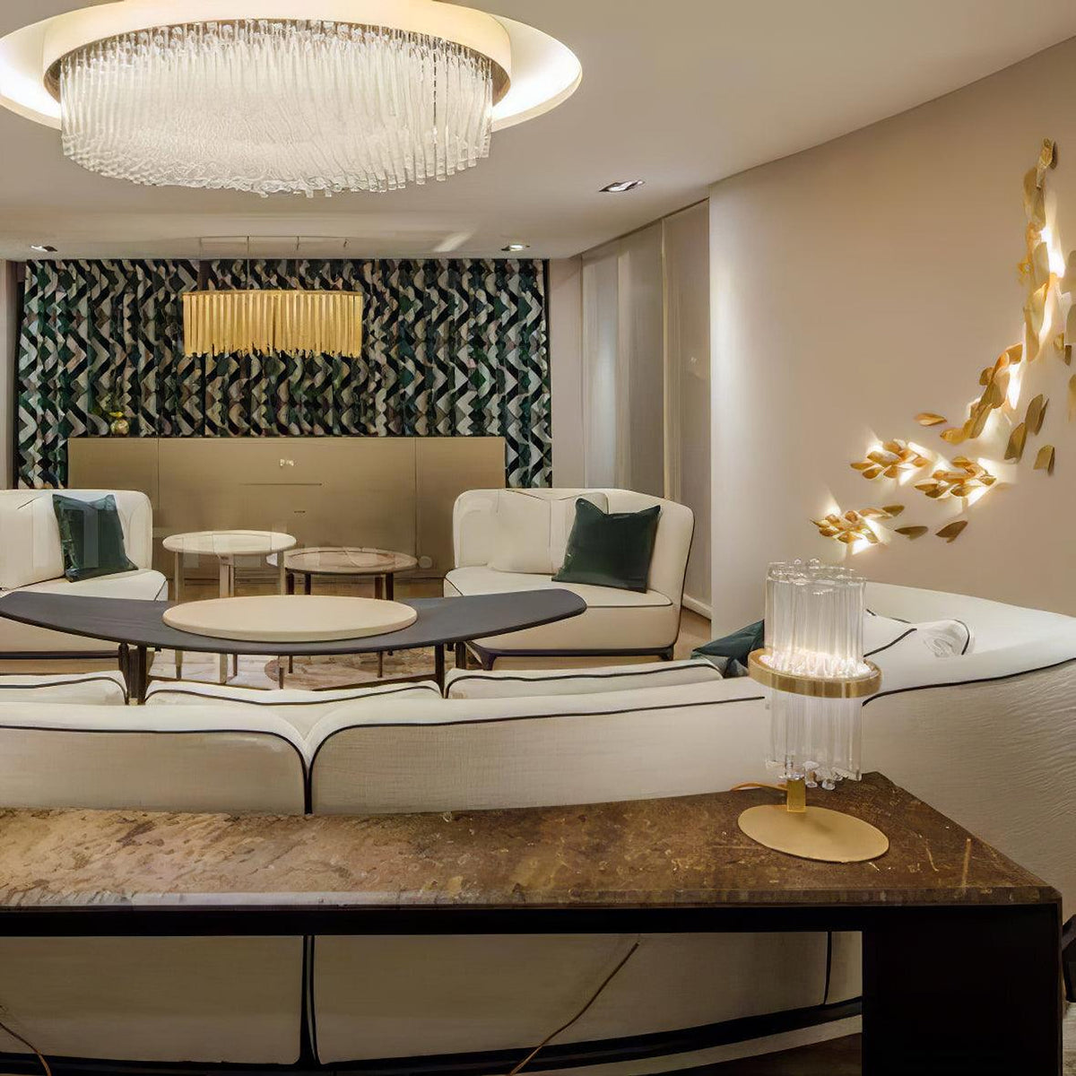 1273 brass leaf wall light installed in a refined lounge