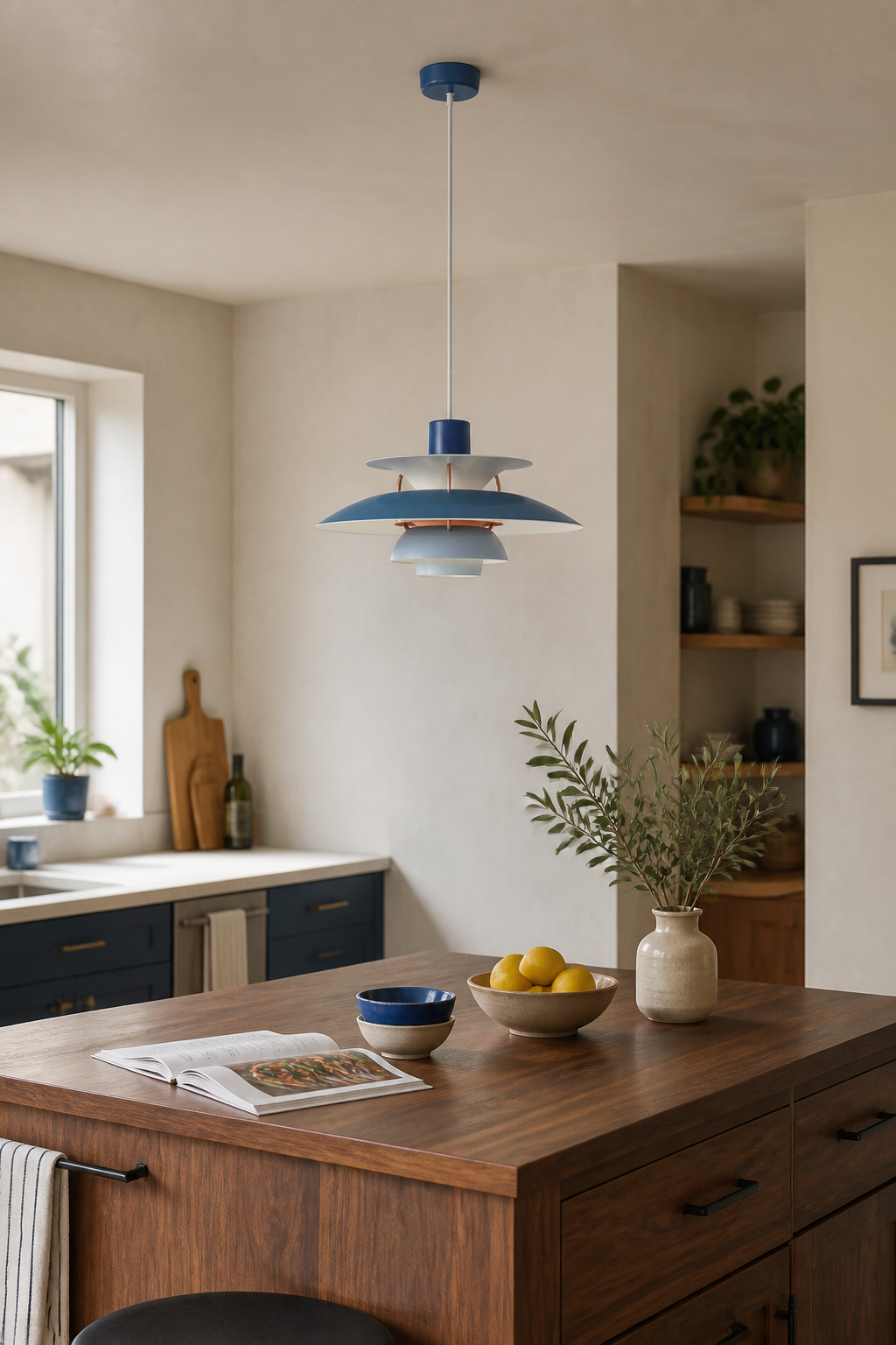 7006 Gradient Blue pendant in a modern apartment kitchen