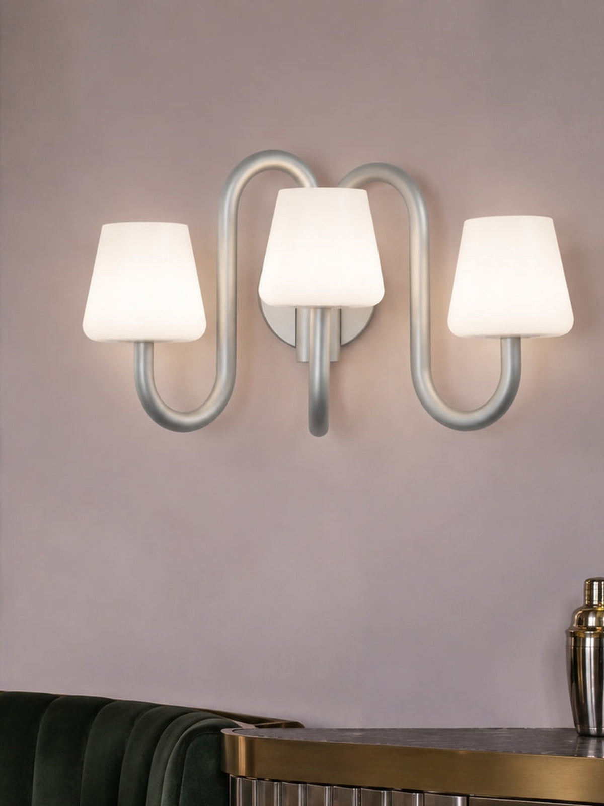 Apollo Gray Aluminum and Opal Glass Wall Sconce — desktop collection card lifestyle image
