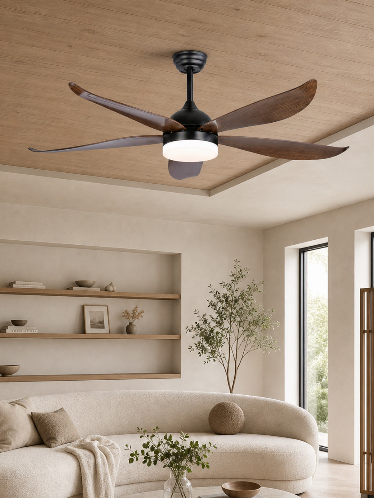 Black and Dark Wood-Look Ceiling Fan with Light - FAN928-01 — desktop collection card lifestyle image