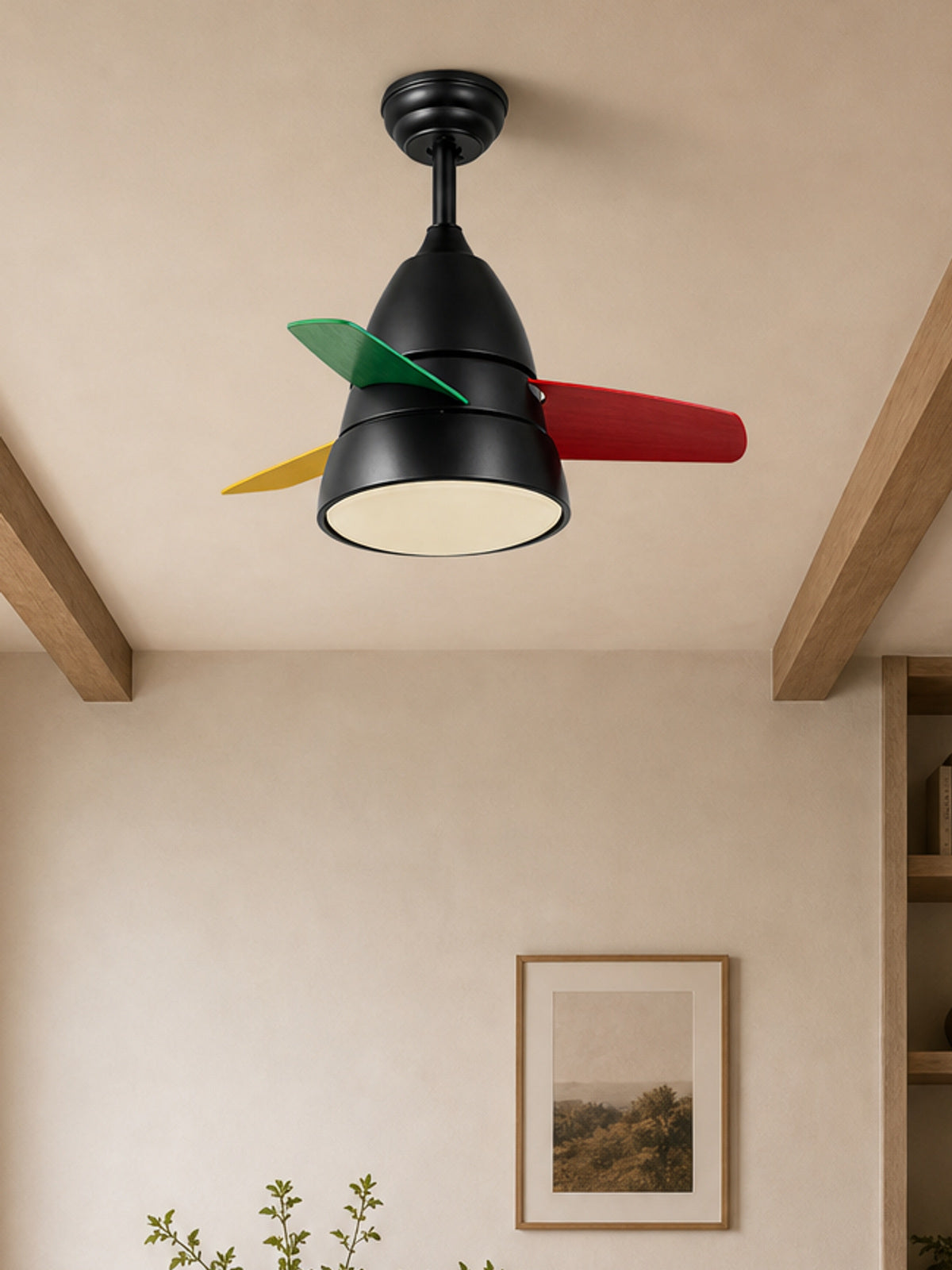 Black Multicolor-Blade Ceiling Fan with Light - FAN931-02 — desktop collection card lifestyle image