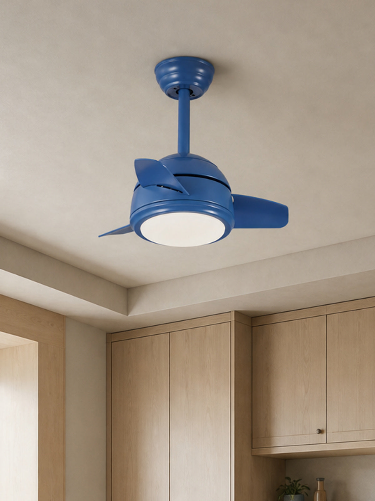 Blue Compact Ceiling Fan with Light - FAN930-03 — desktop collection card lifestyle image
