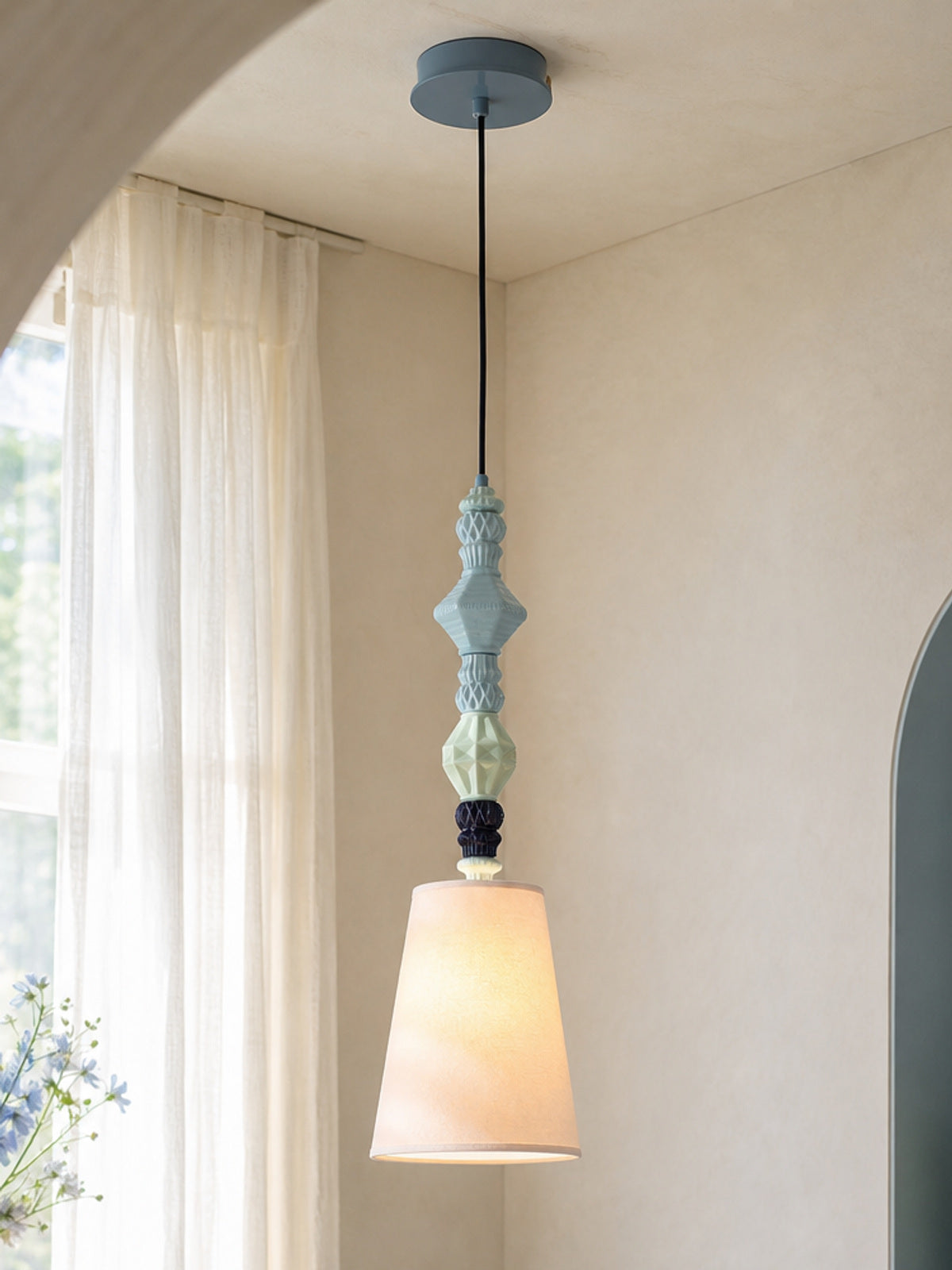 Pastel Cloud-Glaze Blue Ceramic Mini Pendant — desktop collection card lifestyle image