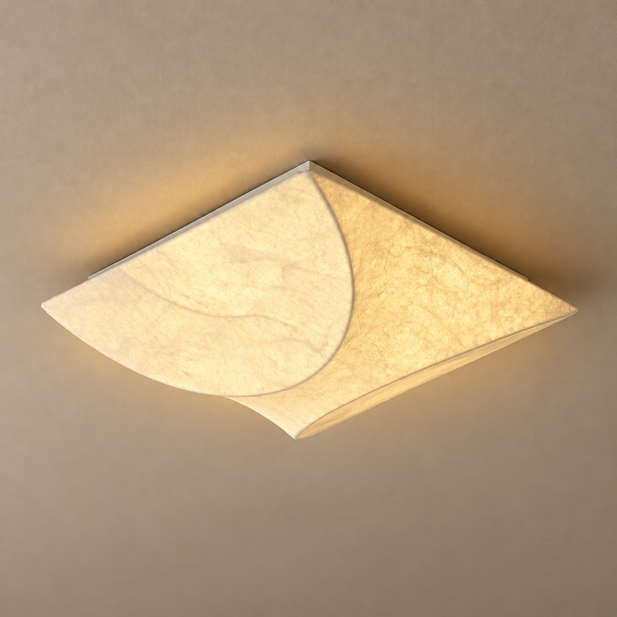 Cocivale Mulberry Silk Double-Curve Ceiling Light — 3000K warm light, complete fixture
