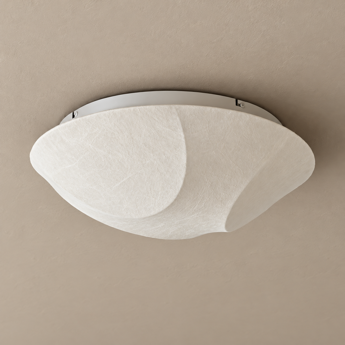 Cocivale Mulberry Silk Round Petal Ceiling Light — light off, complete fixture