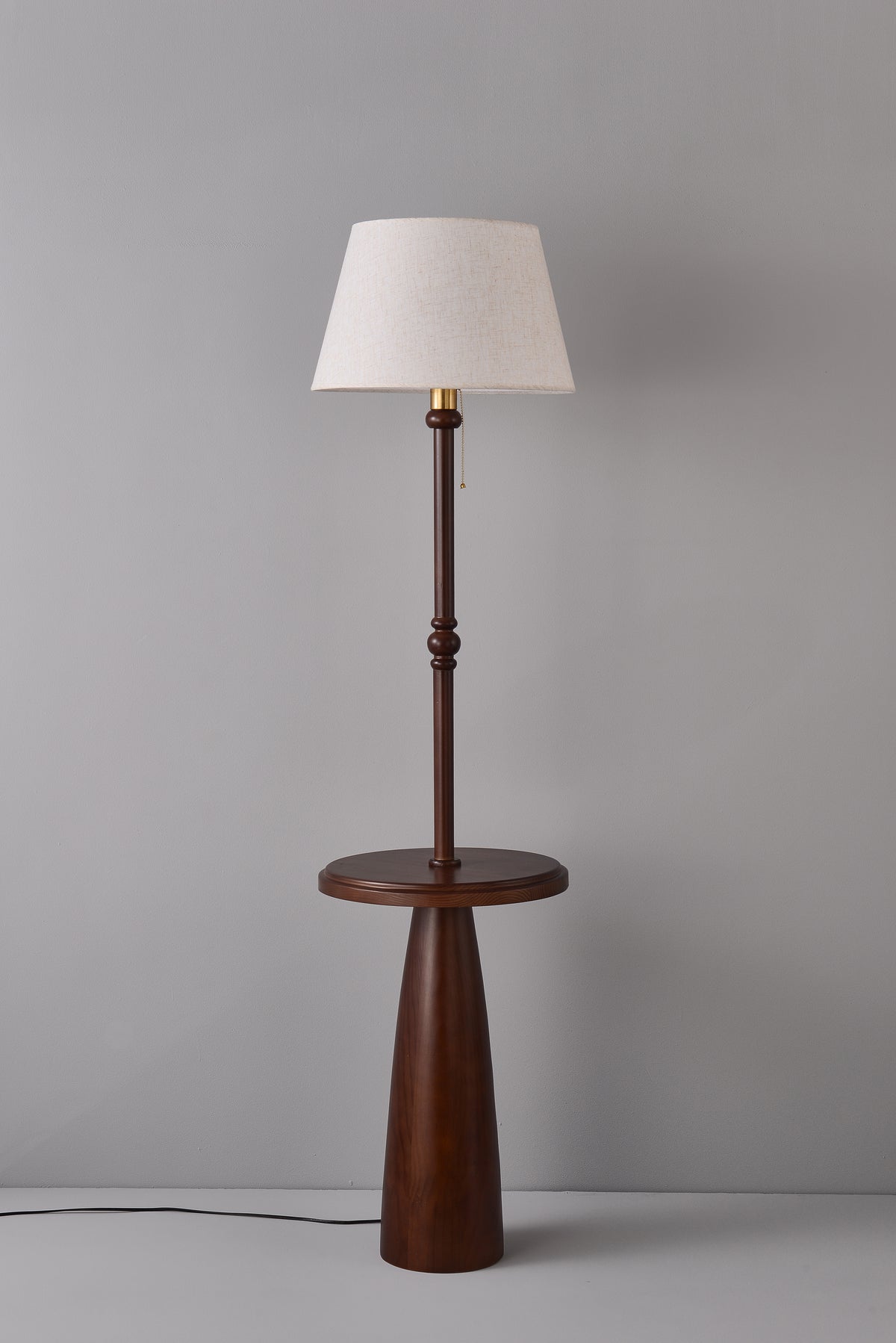 Ornvale - Plain woven shade, full unlit floor-lamp photograph from a complementary angle
