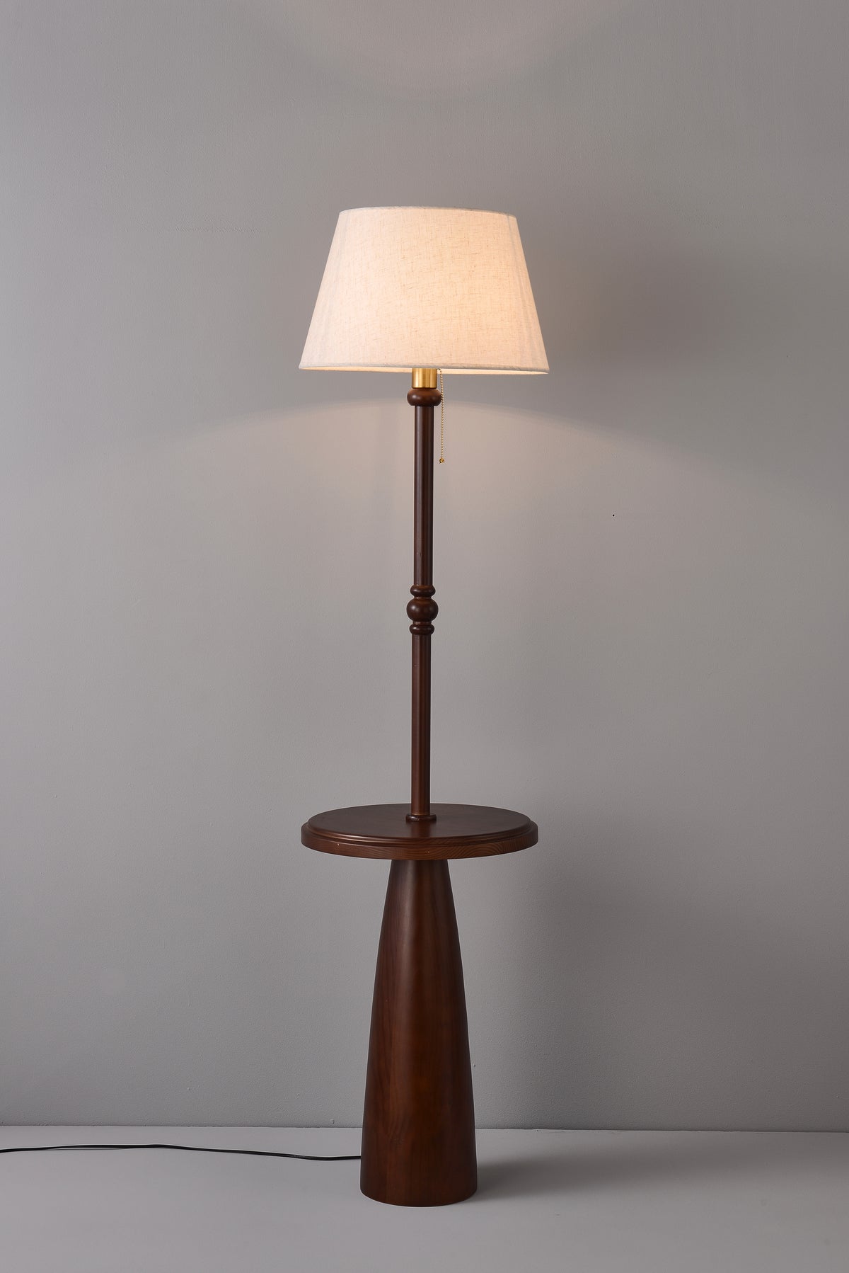 Ornvale - Plain woven shade, full illuminated floor-lamp photograph from a complementary angle
