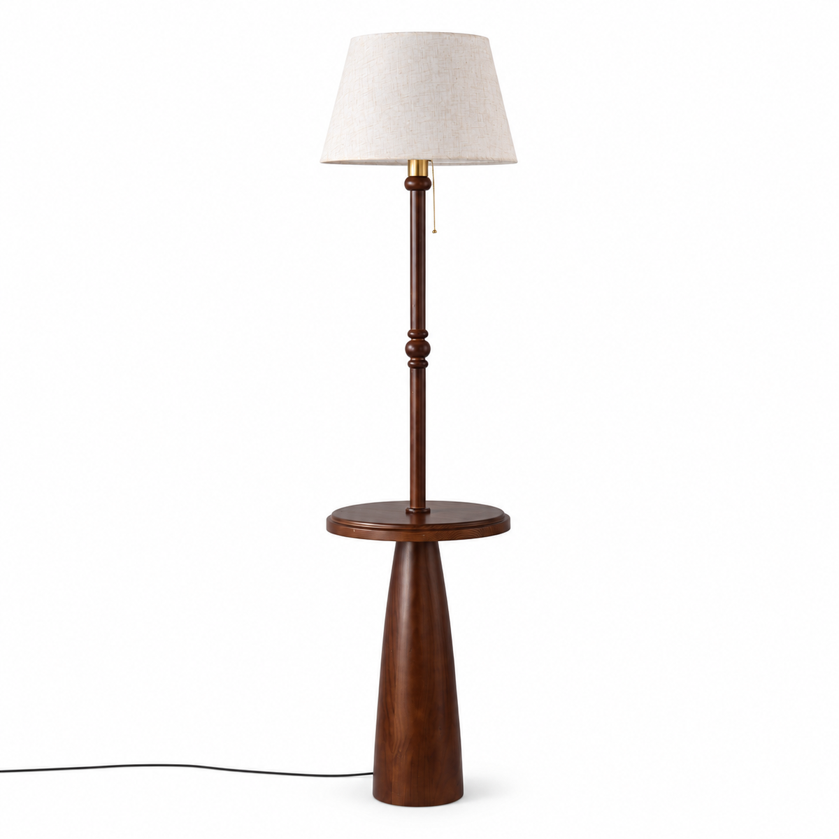Ornvale - Complete plain fabric shade floor lamp on a white background