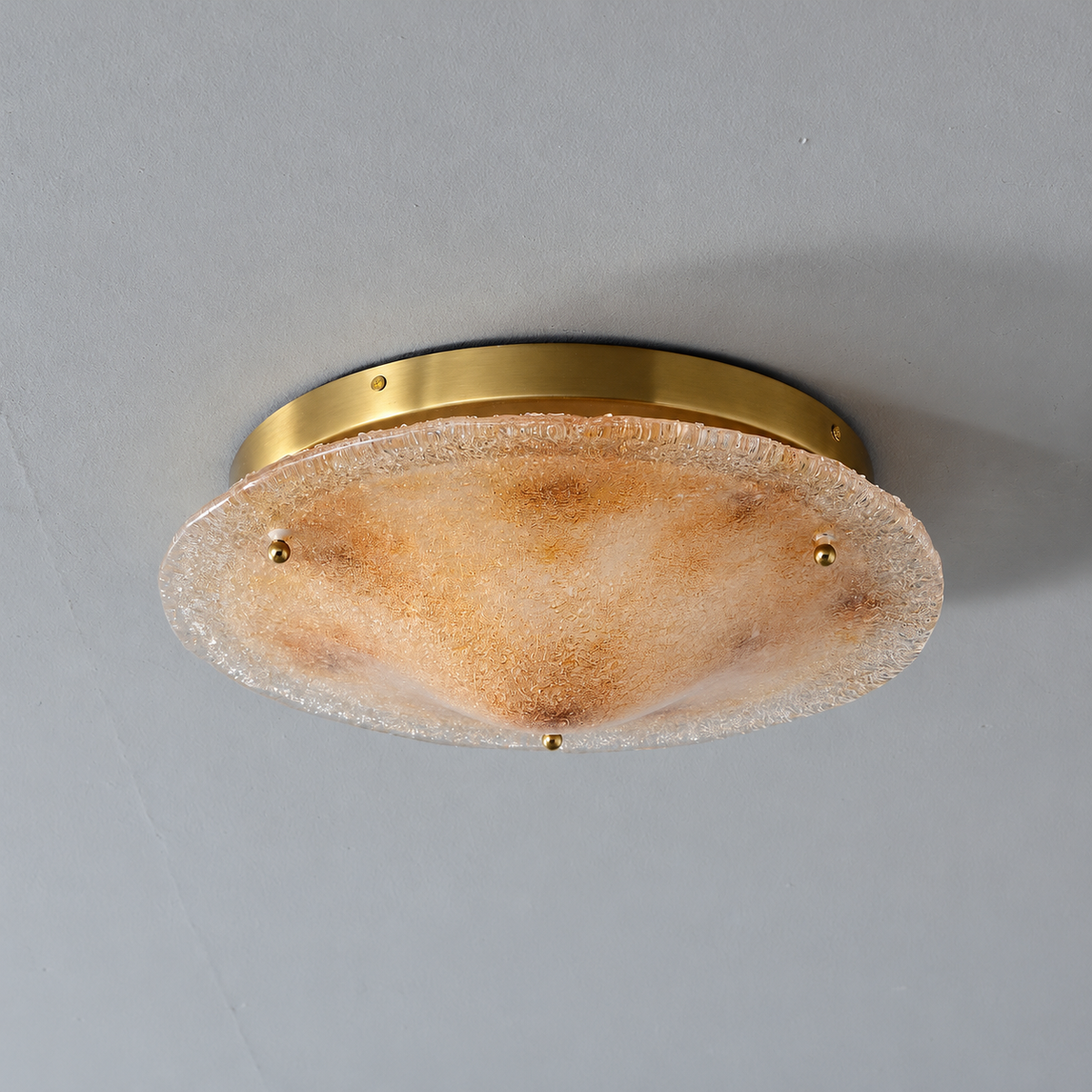 Gold hand-fired glass ceiling light — unlit product view
