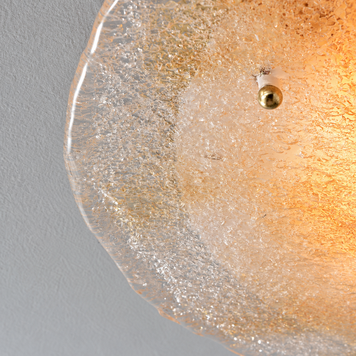 Gold hand-fired glass ceiling light — textured glass and gold fastener detail