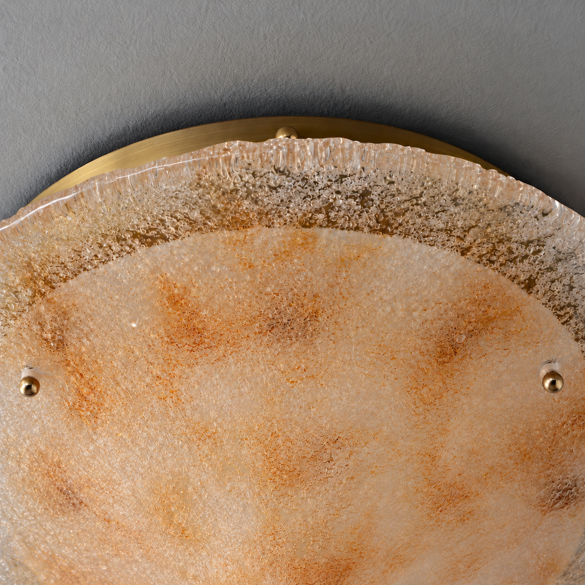 Gold hand-fired glass ceiling light — gold housing connection detail