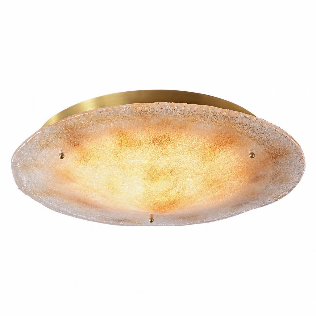Velrithen 21.7 in gold glass ceiling light, complete fixture on white