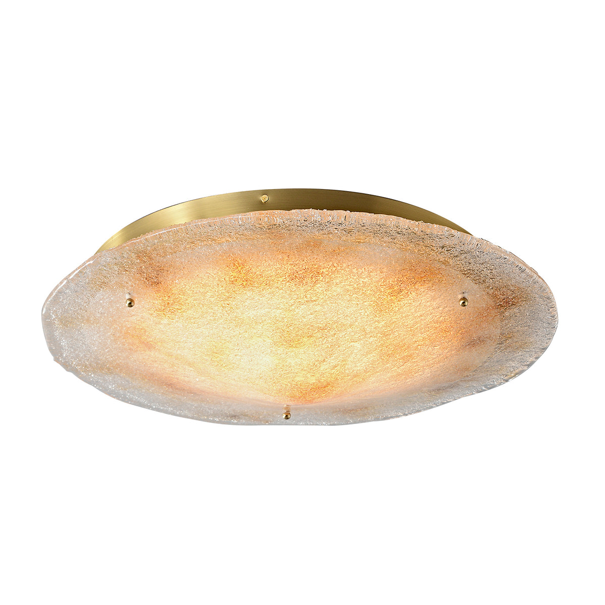 Gold hand-fired glass ceiling light — complete fixture on white background