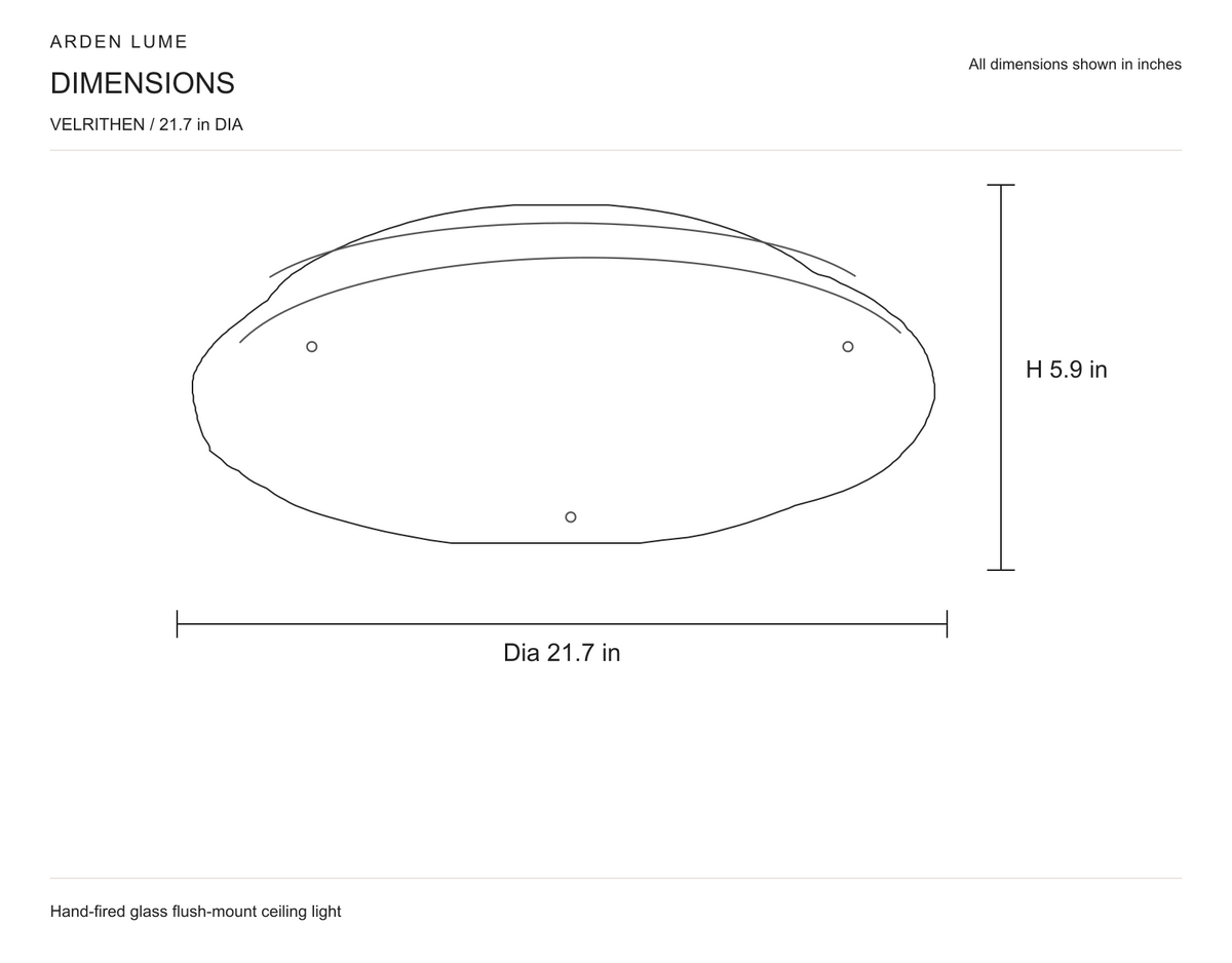 Velrithen 21.7 in Dia x 5.9 in H dimensions in inches
