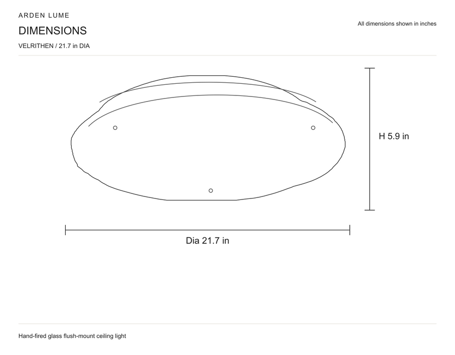Velrithen 21.7 in Dia x 5.9 in H dimensions in inches