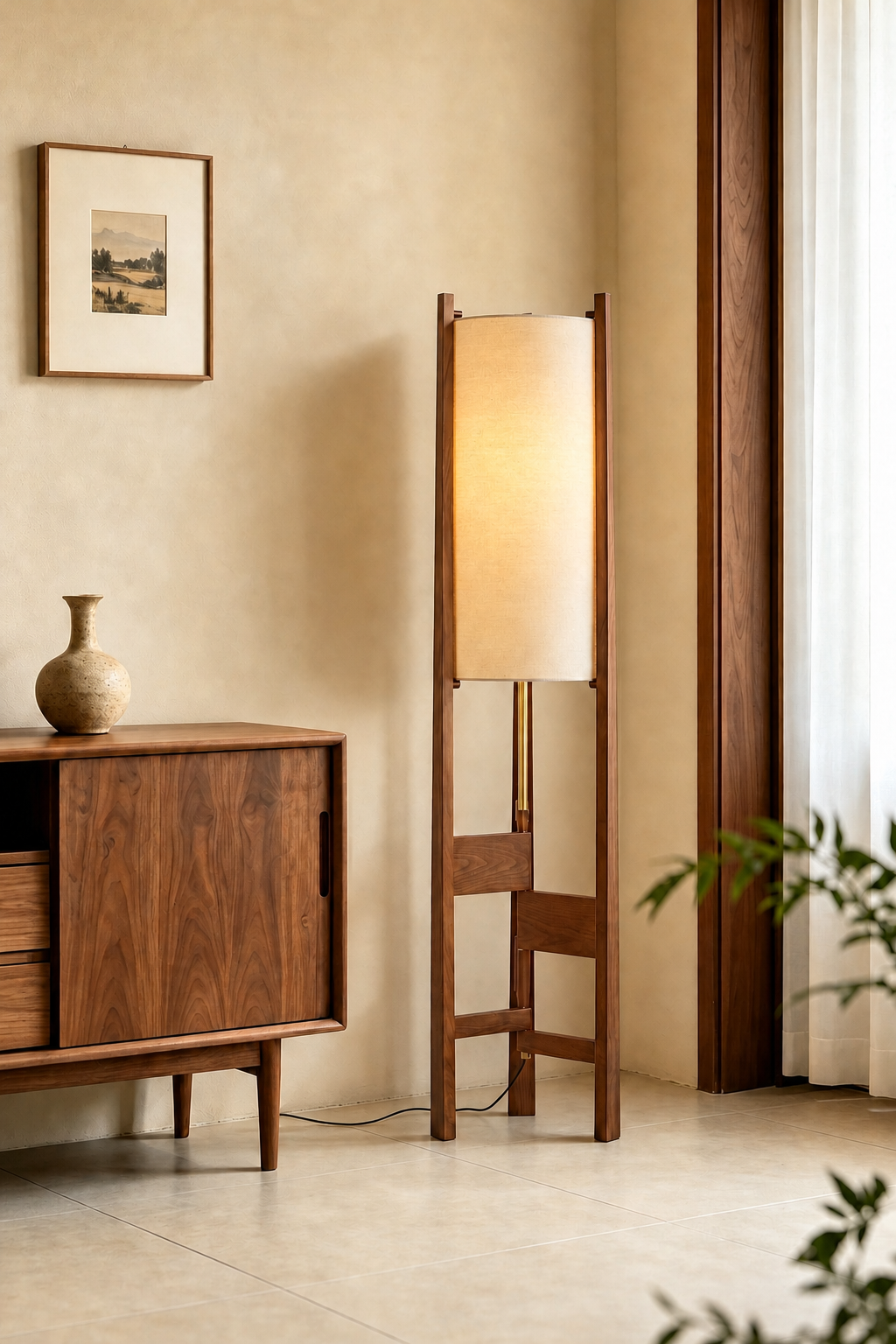 Ashverelle ash wood floor lamp — source room setting 1