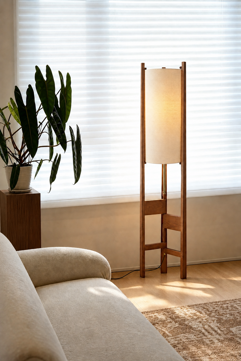 Ashverelle ash wood floor lamp — source room setting 2