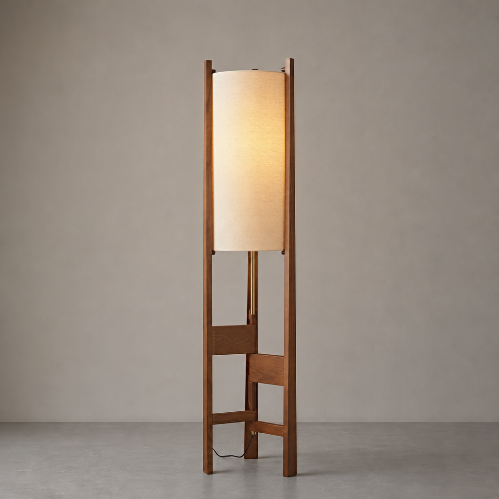 Ashverelle ash wood floor lamp — complete lamp and base on a neutral surface