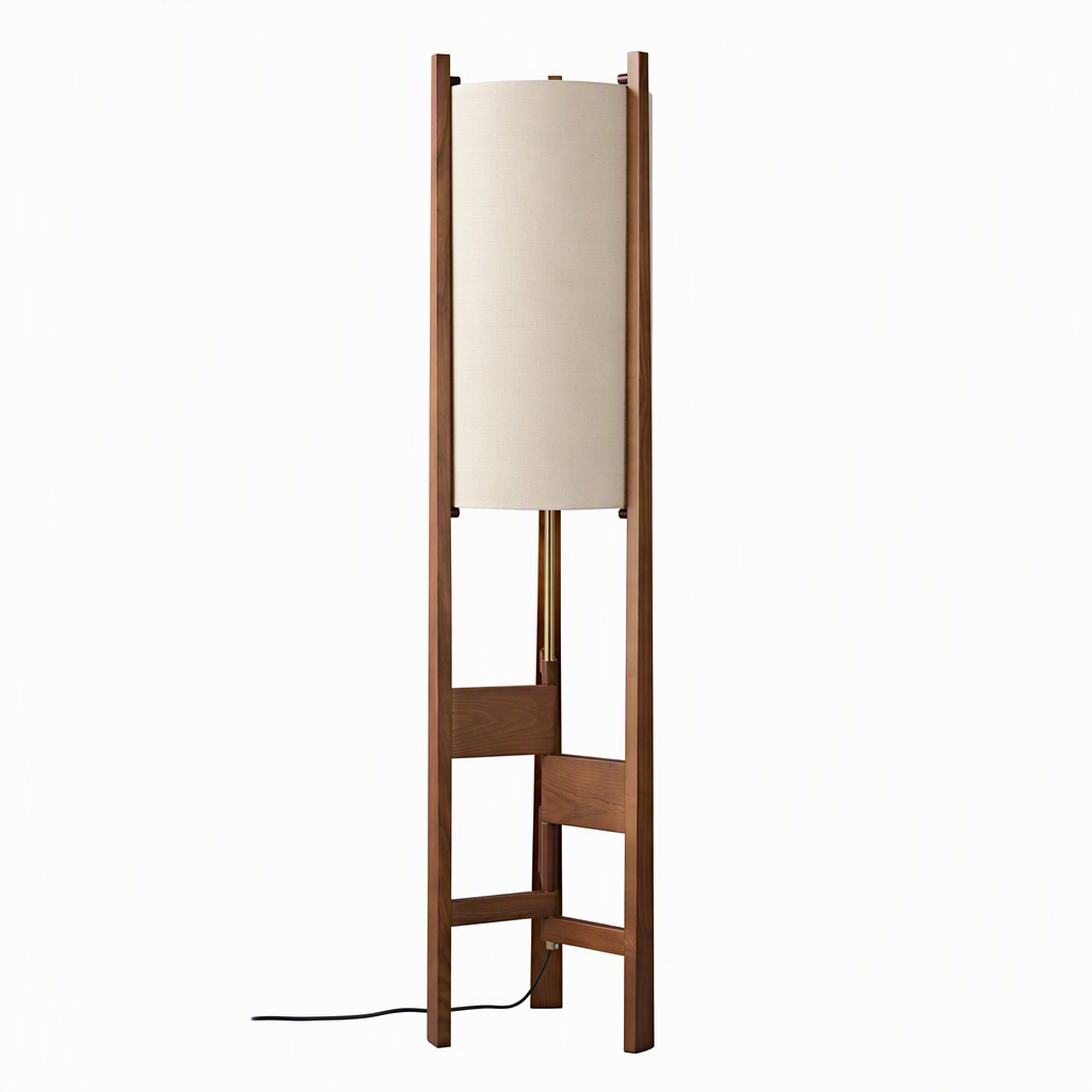 Ashverelle ash wood floor lamp — complete unlit lamp on white background