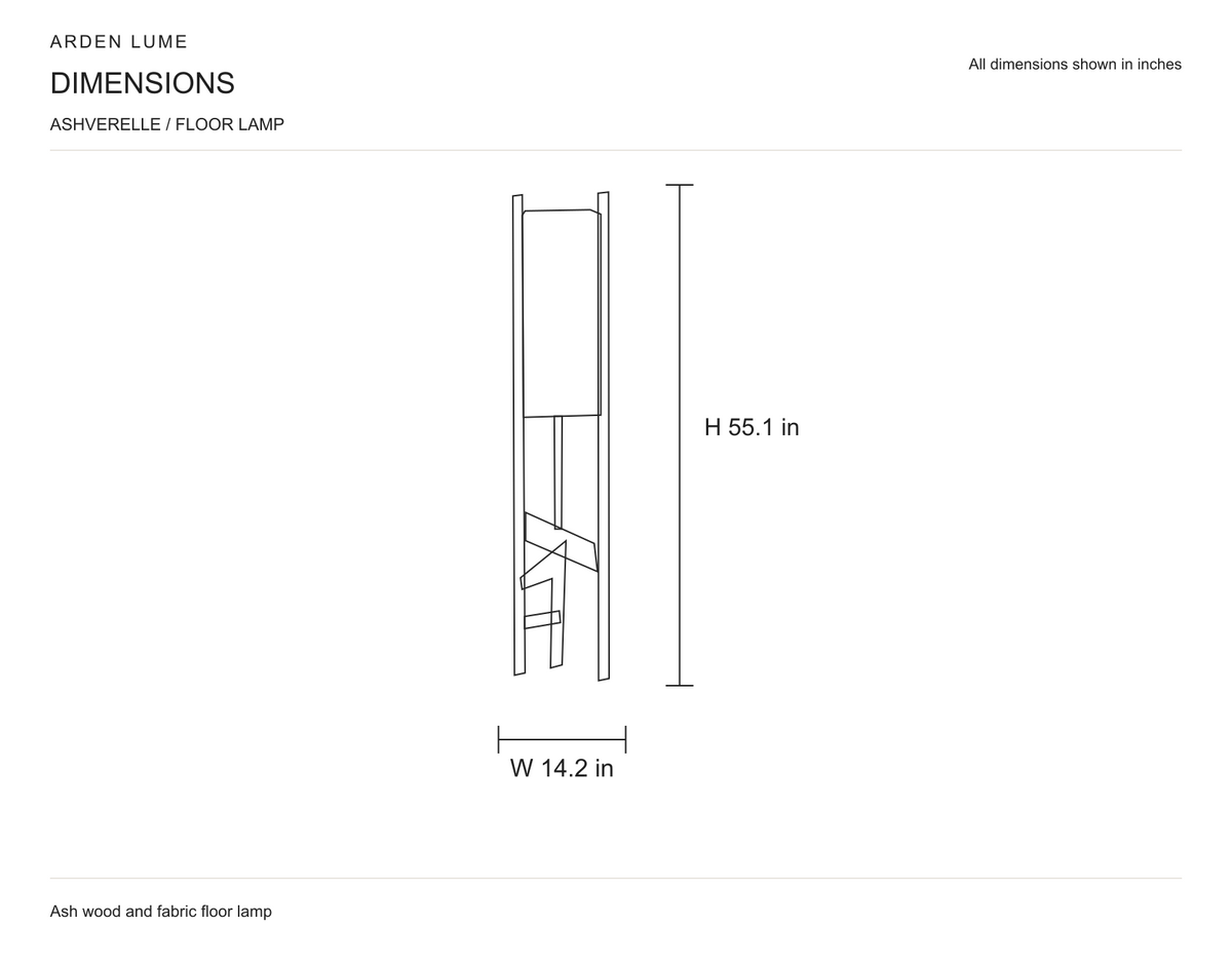 Ashverelle 14.2 in W x 55.1 in H dimensions in inches