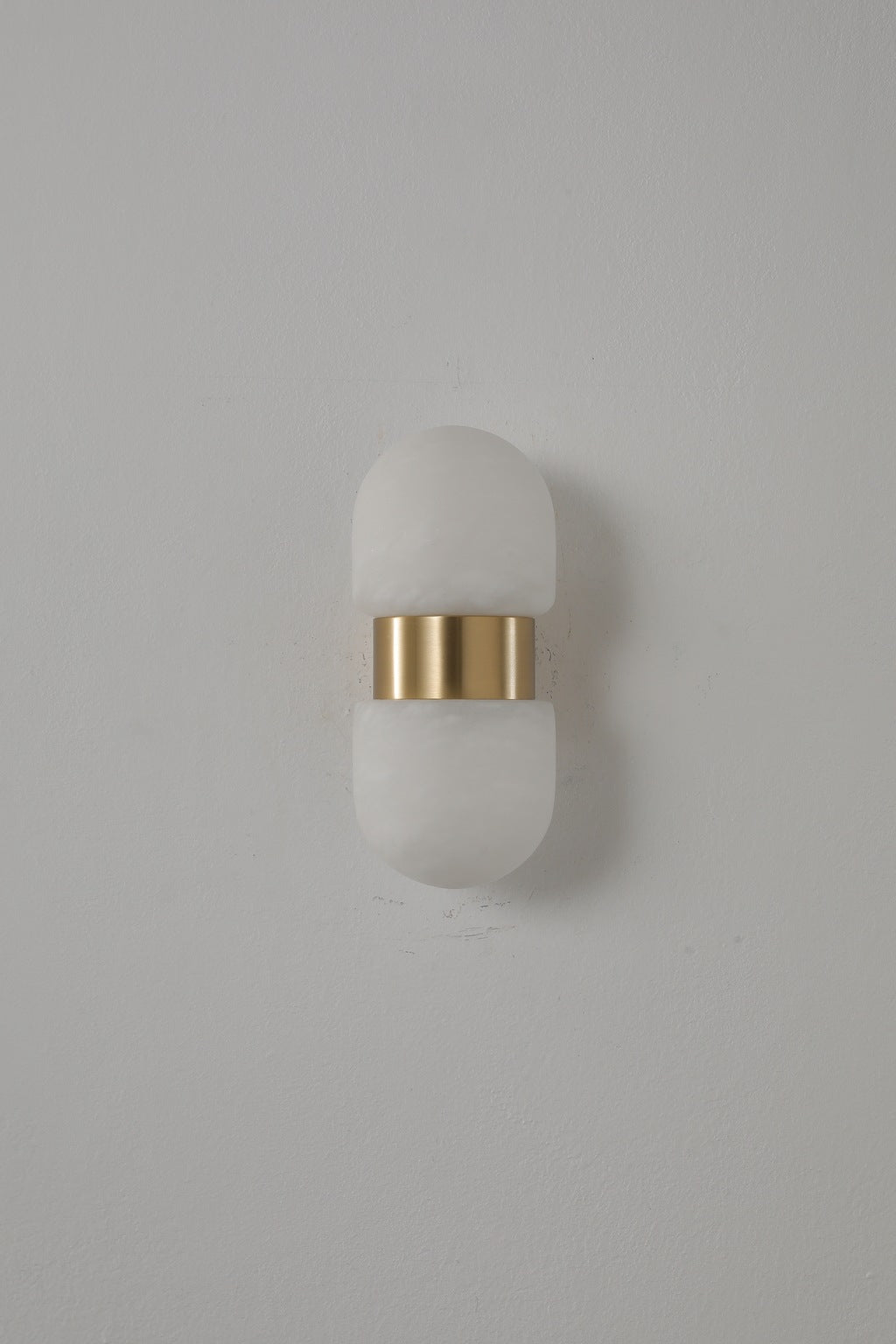 Alabaster Double Capsule Wall Sconce — Natural copper finish front view switched off