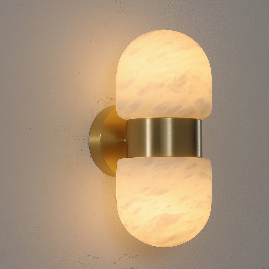 Alabaster Double Capsule Wall Sconce — Natural copper complete product variant photograph