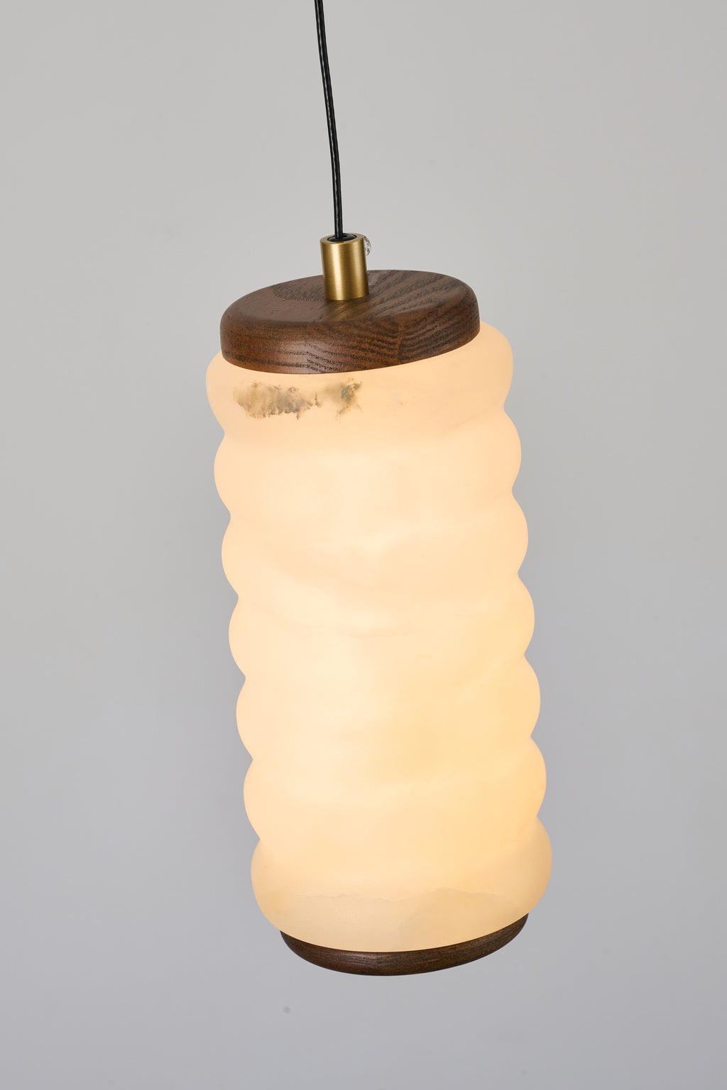 Ruvellune large pendant — real wood connection detail, switched on