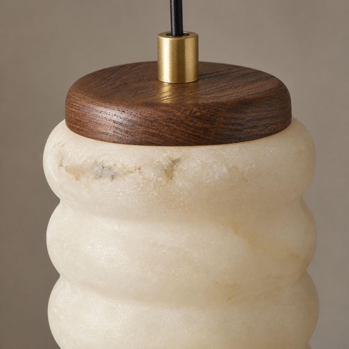 Ruvellune unlit natural stone and walnut-tone ash wood detail