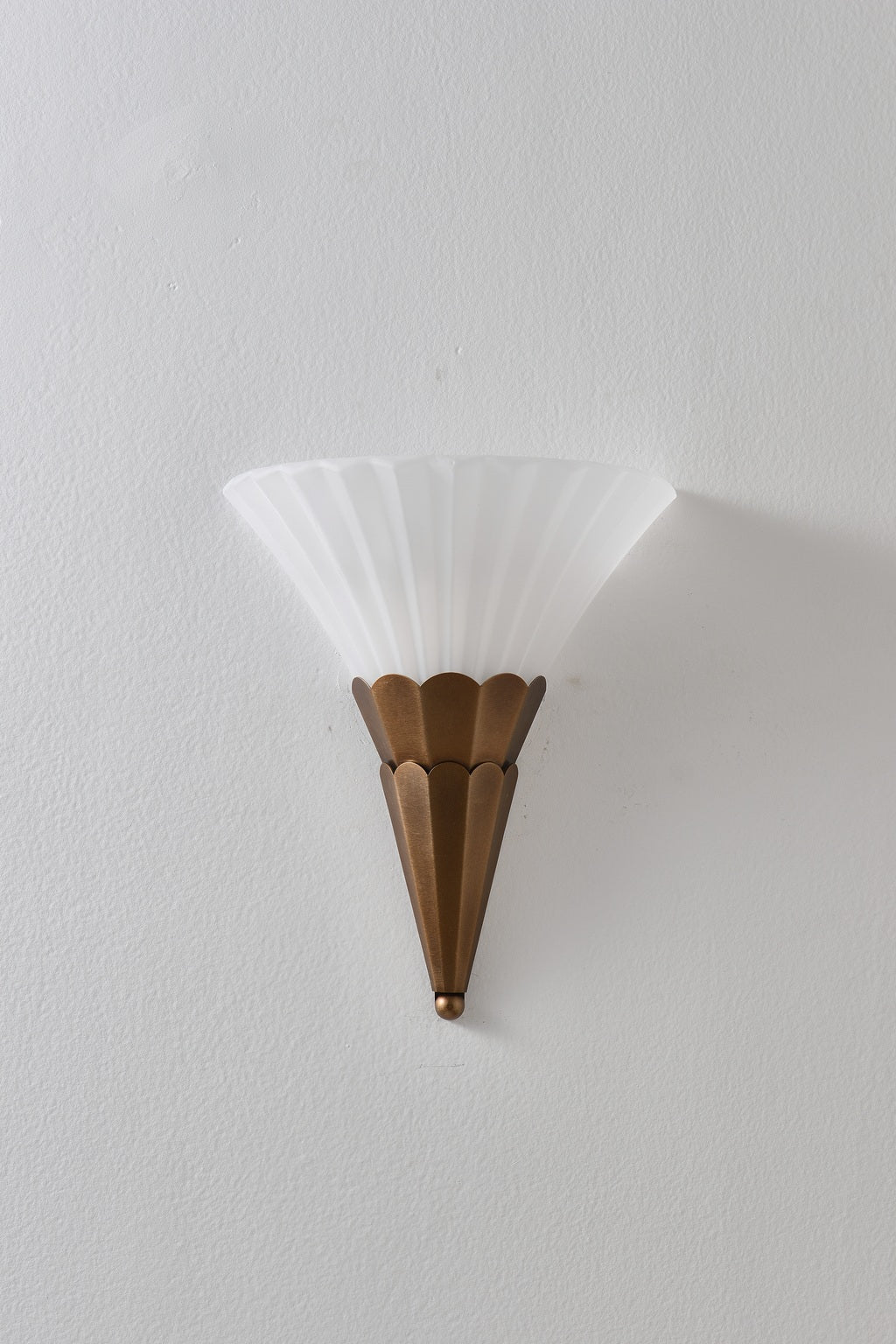 Fanelisse fluted glass wall sconce in Antique Bronze - One-tier actual front view, unlit