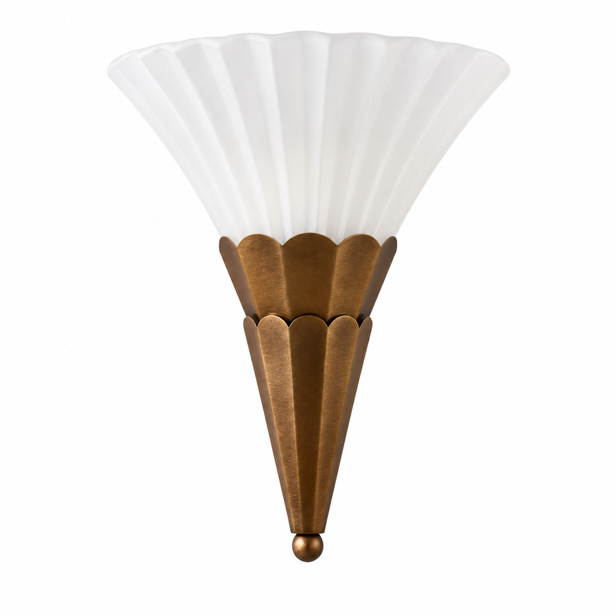 Fanelisse fluted glass wall sconce in Antique Bronze - One-tier complete white-background view, unlit