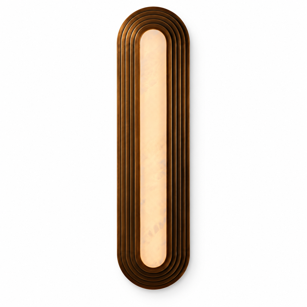 Ovelith bronze-finish alabaster wall sconce, large 29.9 in height
