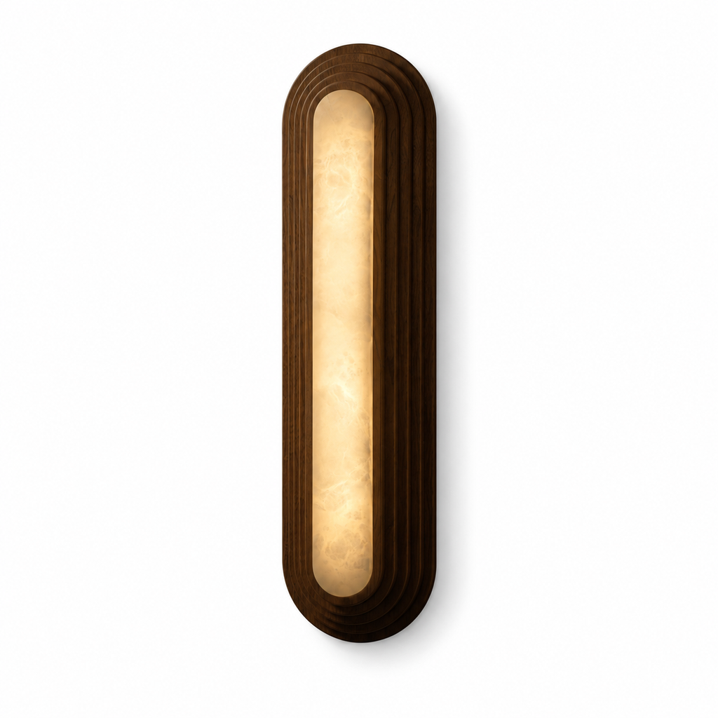 Ovelith black walnut alabaster wall sconce, large 29.9 in height