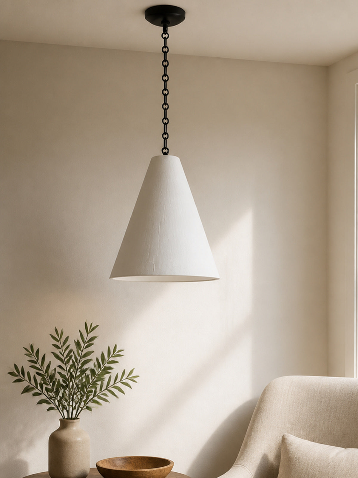 Hand-Textured Plaster Cone Pendant Light — desktop collection card lifestyle image