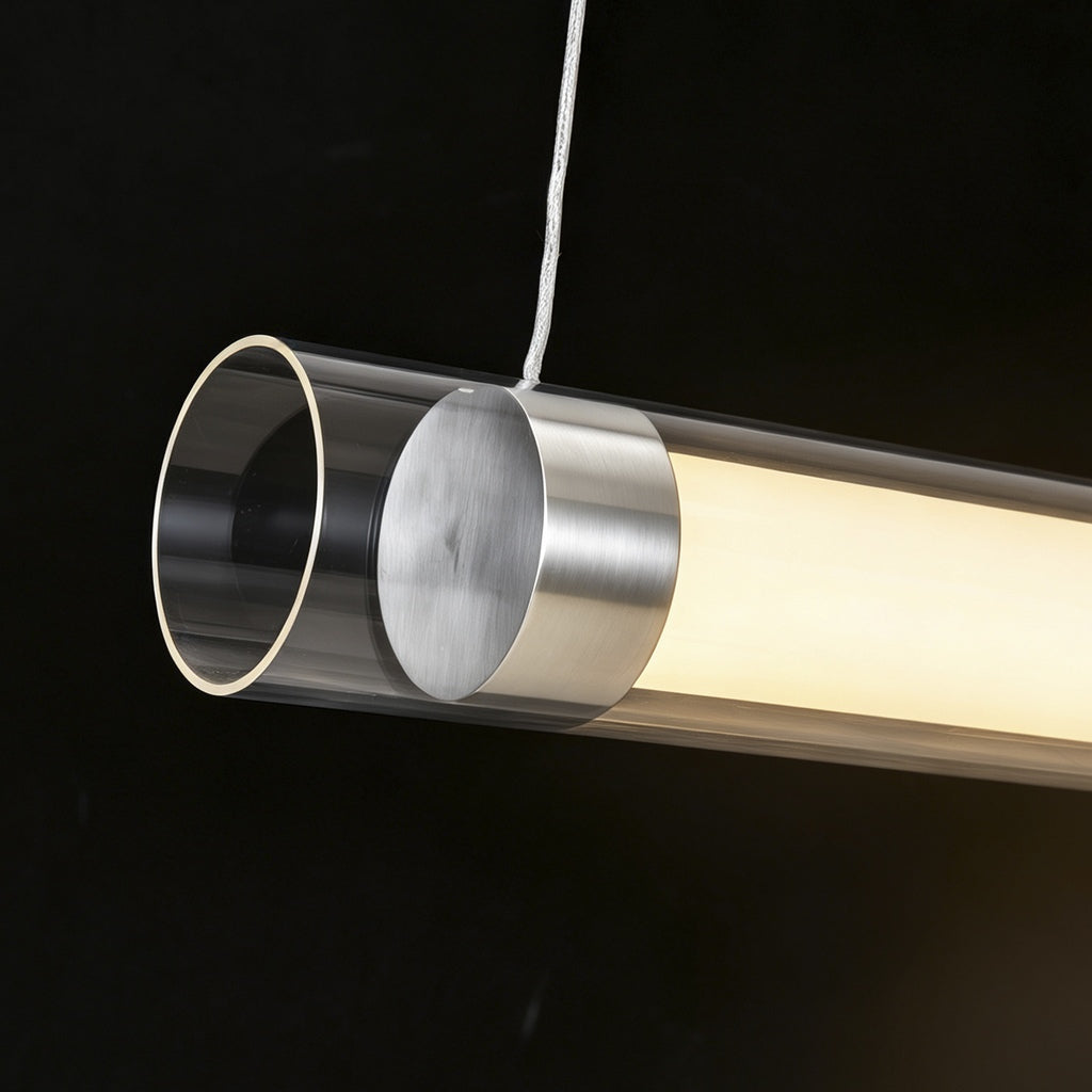 Close-up of the clear hollow tube extension beyond a brushed silver insert