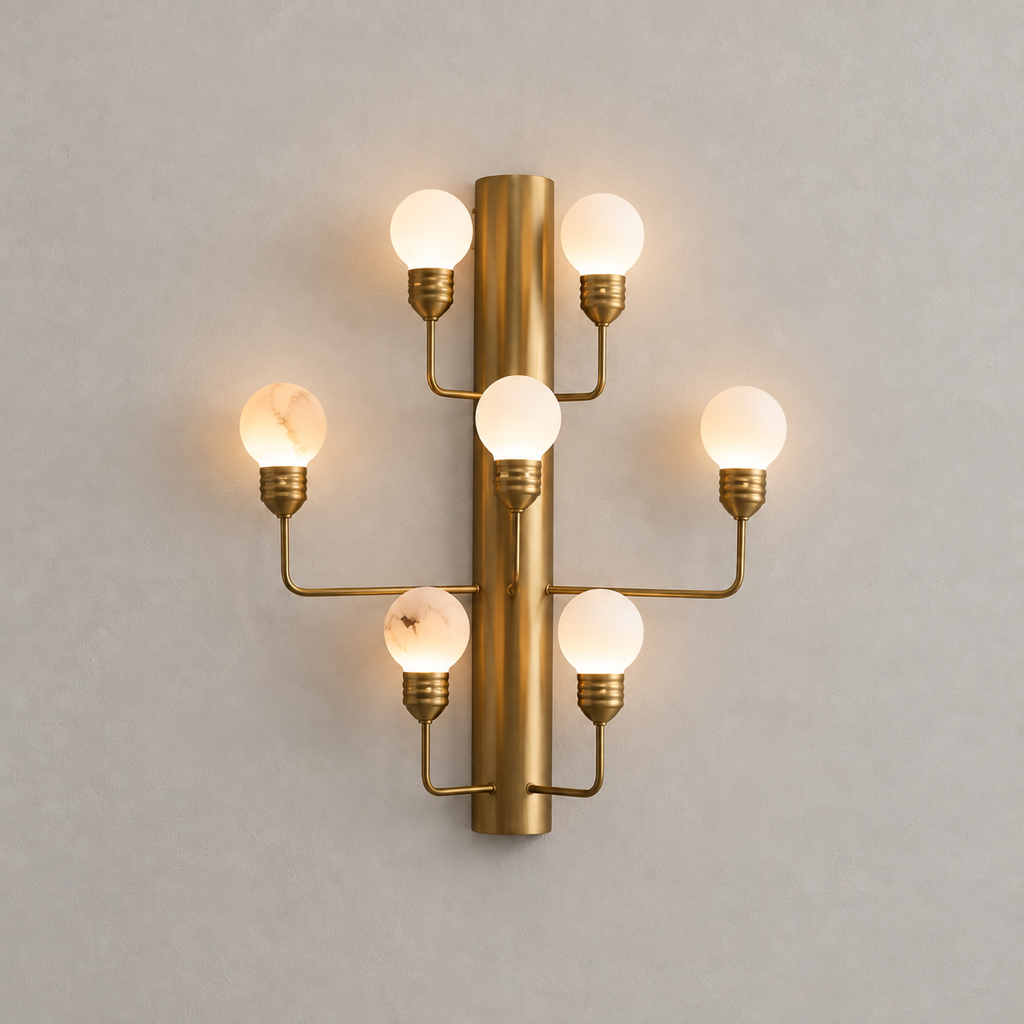 Modern Alabaster Wall Sconce in Natural Brass - product image 01
