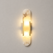 Modern Alabaster Capsule Wall Sconce illuminated front view