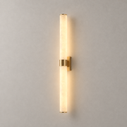 Modern Snowflake Alabaster Cylinder Wall Sconce in Natural Brass - product image 01