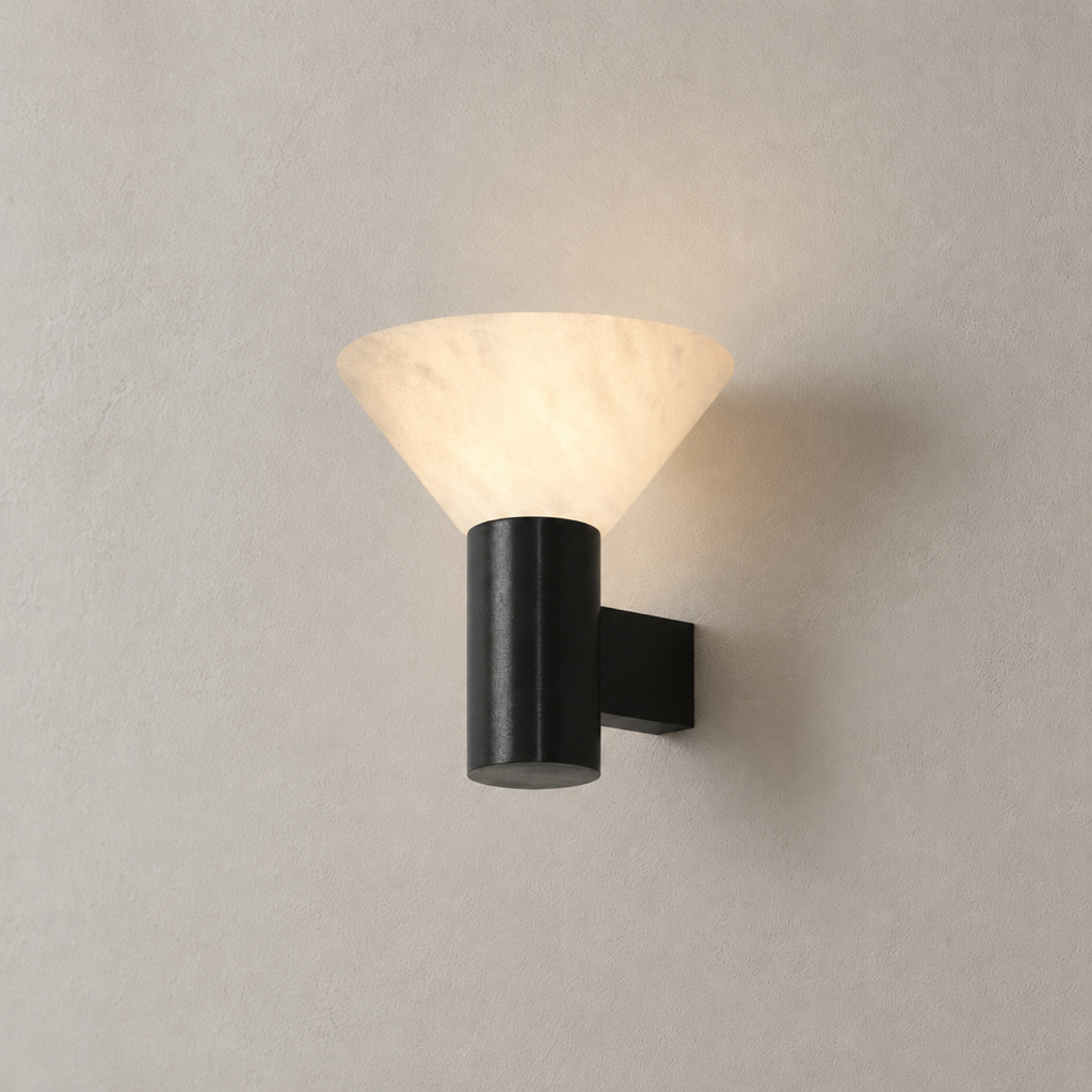Modern Snowflake Alabaster Cup Wall Sconce - product image 01
