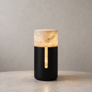 Modern Alabaster Cylinder Table Lamp in Matte Black - product image 01