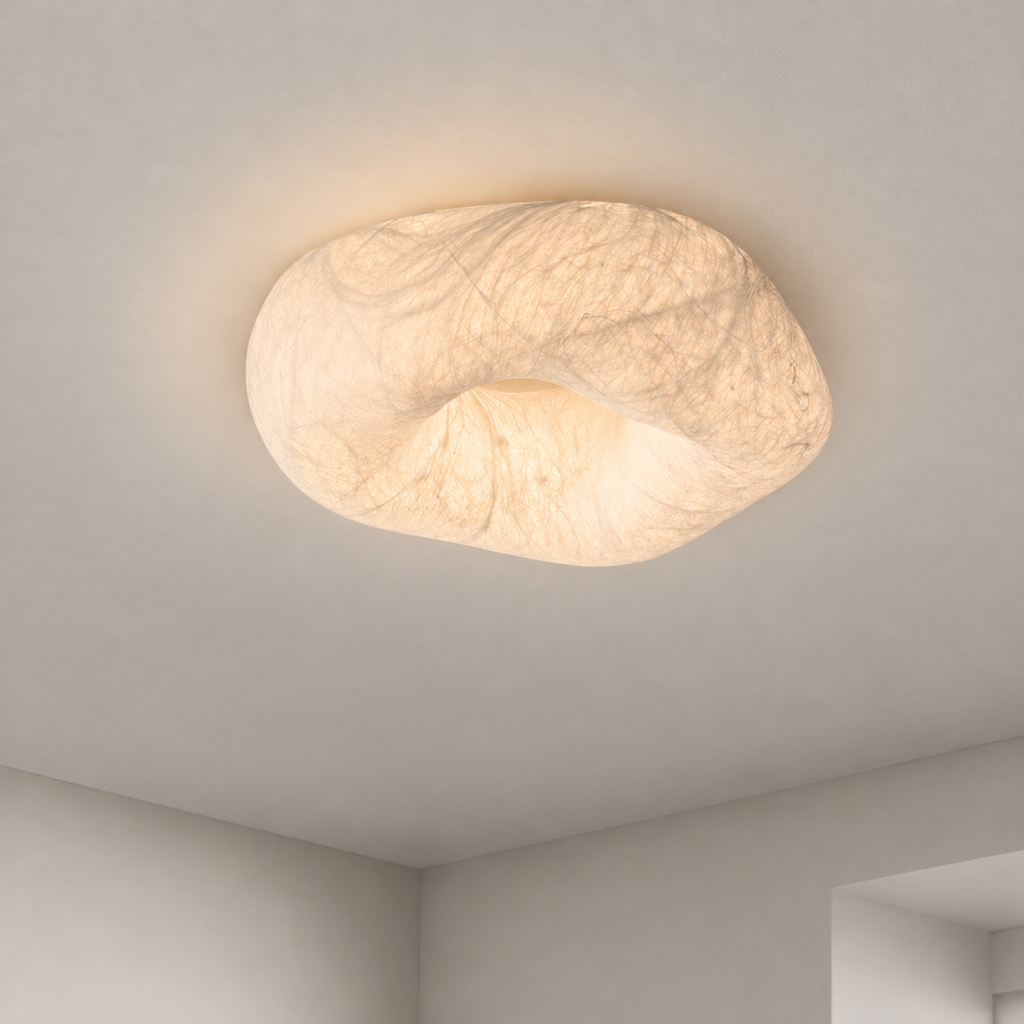 Handmade Mulberry Silk Cloud Ceiling Light in White - product image 01