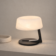 Modern Alabaster Table Lamp in Black and Chrome - product image 01