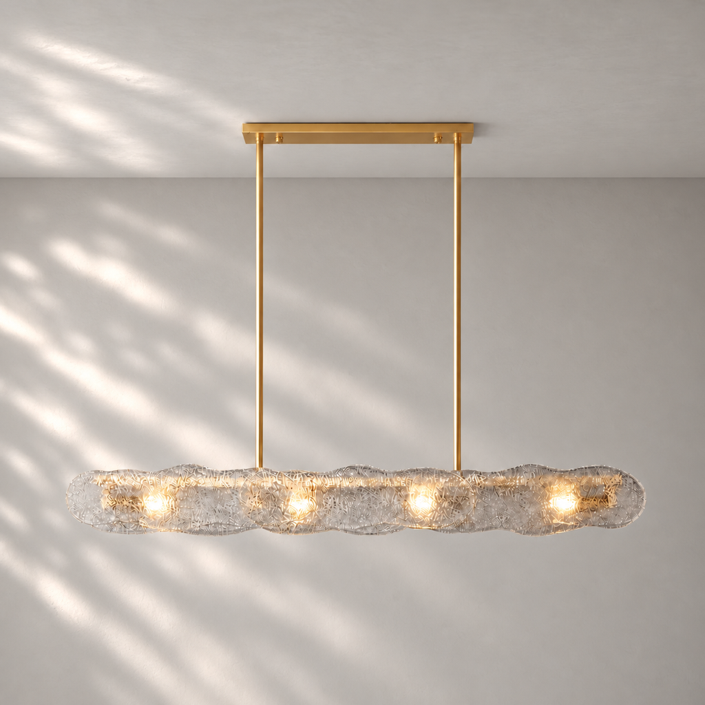 Modern Textured Glass Linear Island Chandelier - 01 01-hero-product