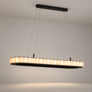 Modern Alabaster Linear Island Chandelier in Matte Black - 01 01-hero-product