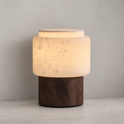 Modern Alabaster Wood Cylinder Table Lamp - 01 01-hero-product